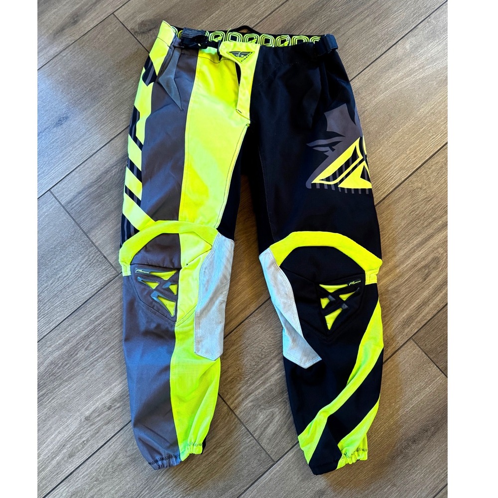 Fly Racing Kinetic Division Motocross Pants Neon Yellow Black Grey Size 34